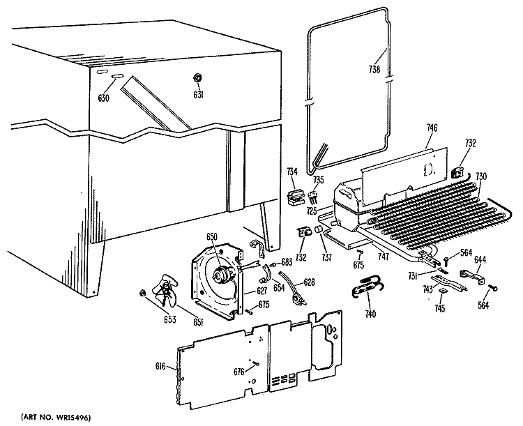 Section Diagram and Parts List for TFF22DCB  General Electric Refrigerator