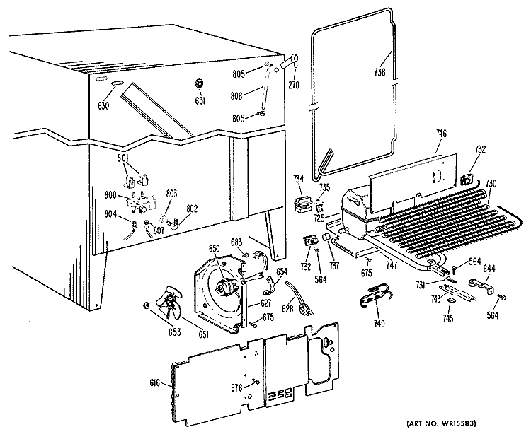 Section Diagram and Parts List for TFF22RCB  General Electric Refrigerator