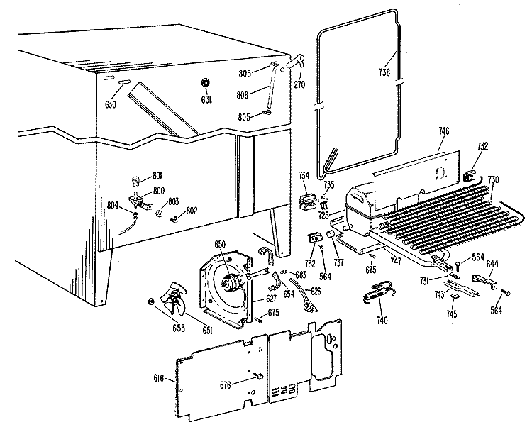 Section Diagram and Parts List for TFF20RCB  General Electric Refrigerator
