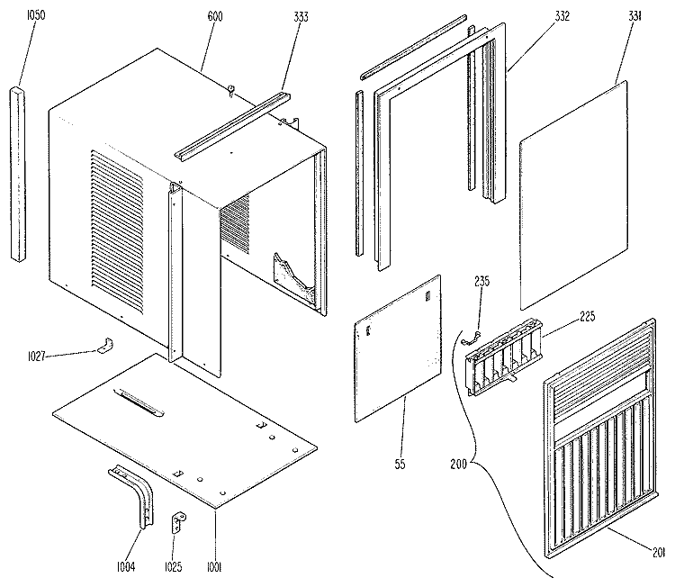 Section Diagram and Parts List for ASX08FSX1  General Electric Air Conditioner