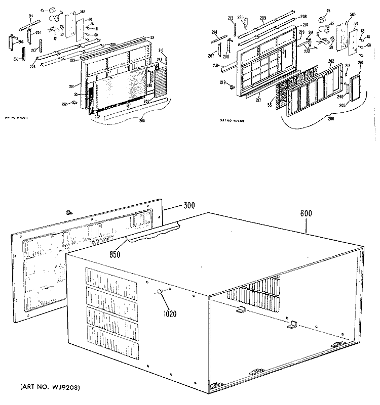 Section Diagram and Parts List for AF913WSD1  General Electric Air Conditioner