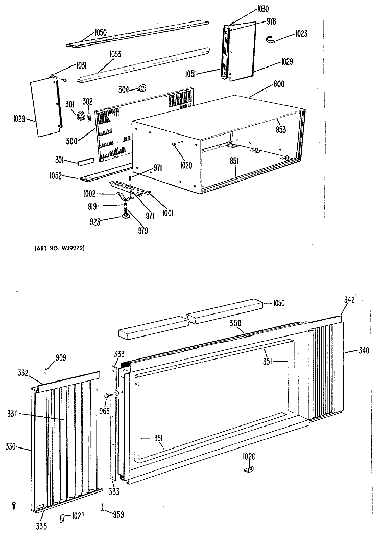 Section Diagram and Parts List for AJP08A1S1  General Electric Air Conditioner