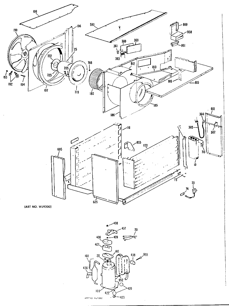 Section Diagram and Parts List for AF912DSW1  General Electric Air Conditioner