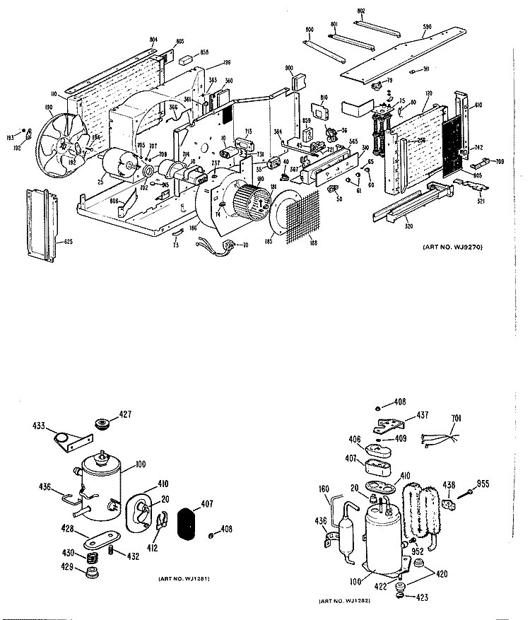 Section Diagram and Parts List for AJE09D3Q1  General Electric Air Conditioner