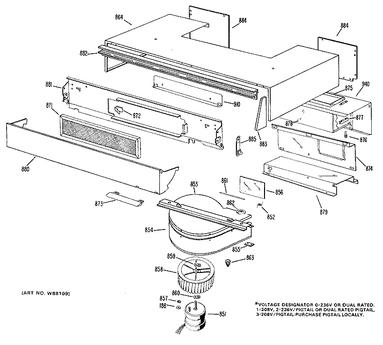 Section Diagram and Parts List for JHC56G*D1  General Electric Range