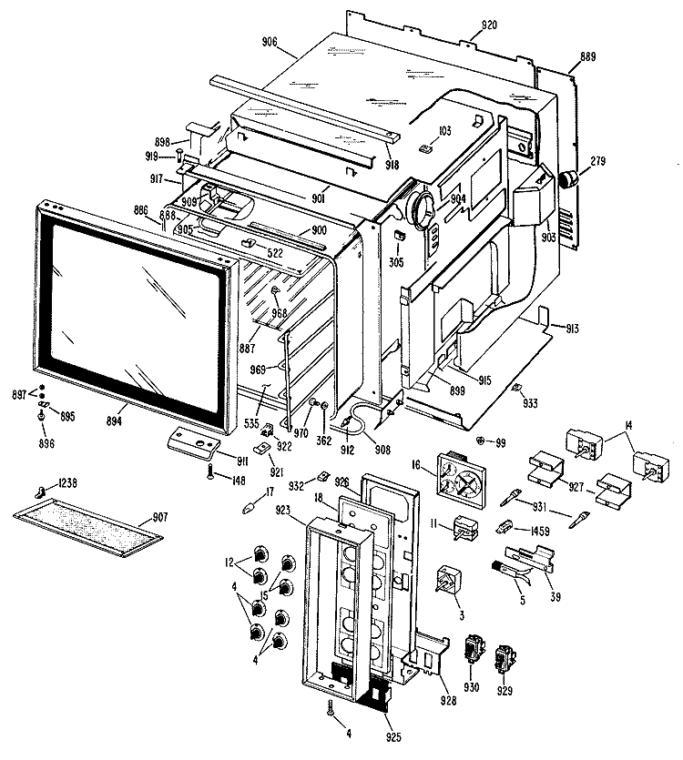 Section Diagram and Parts List for JHC56G*D1  General Electric Range
