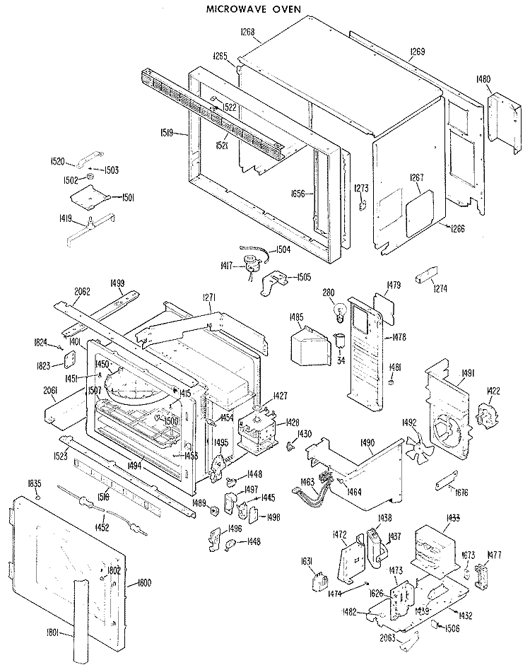 MICROWAVE OVEN Diagram and Parts List for JKP76G*01  General Electric Microwave Oven Combo