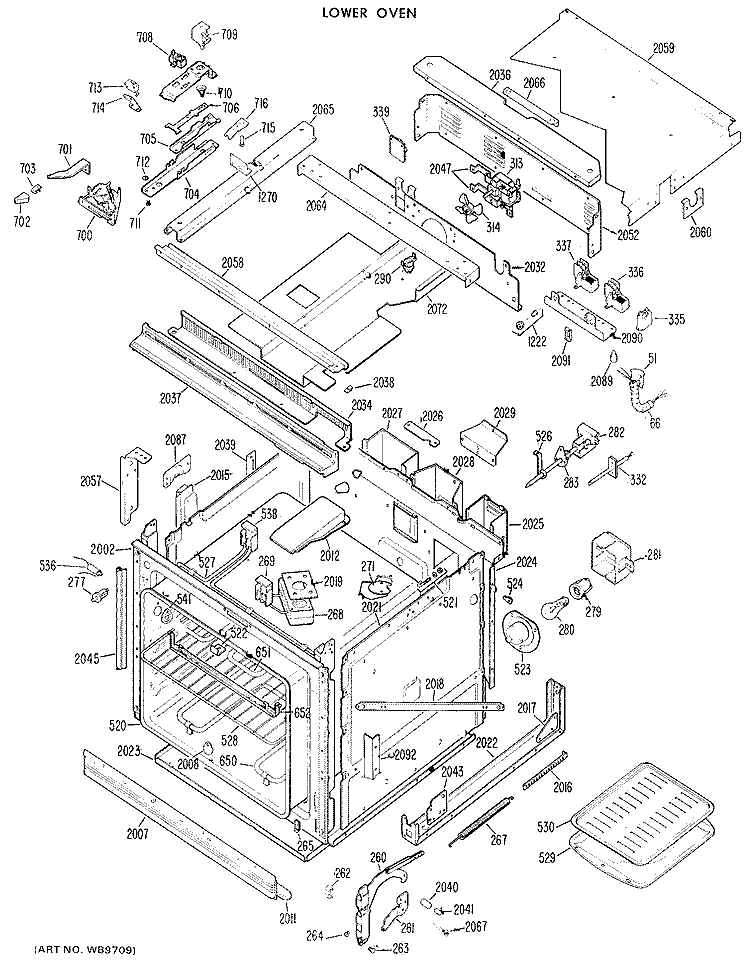LOWER OVEN Diagram and Parts List for JKP76G*01  General Electric Microwave Oven Combo