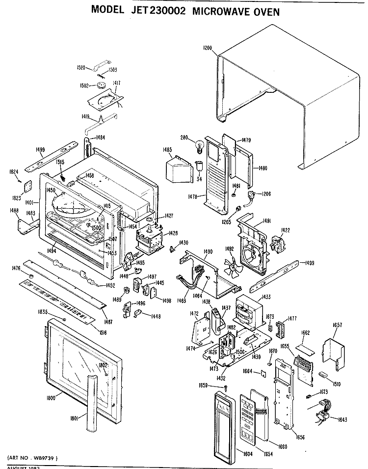 MICROWAVE OVEN Diagram and Parts List for JET230002  General Electric Microwave
