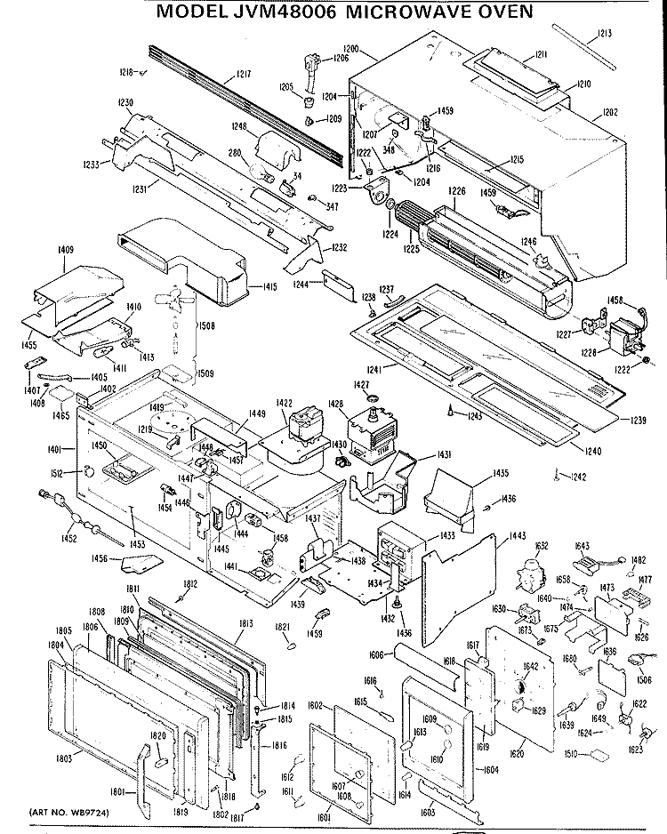 MICROWAVE OVEN Diagram and Parts List for JVM48006  General Electric Microwave