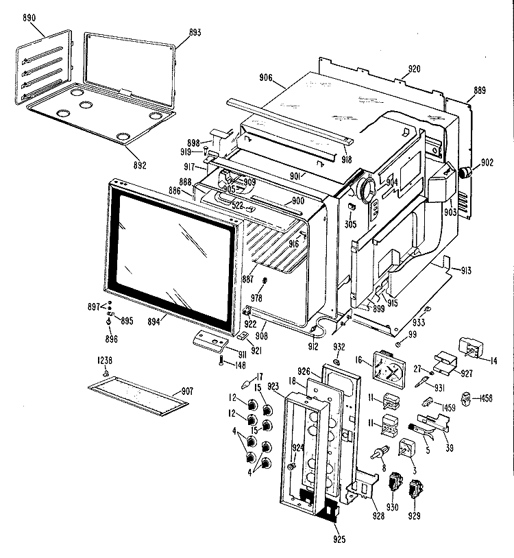 Section Diagram and Parts List for JHP56G*D2  General Electric Range