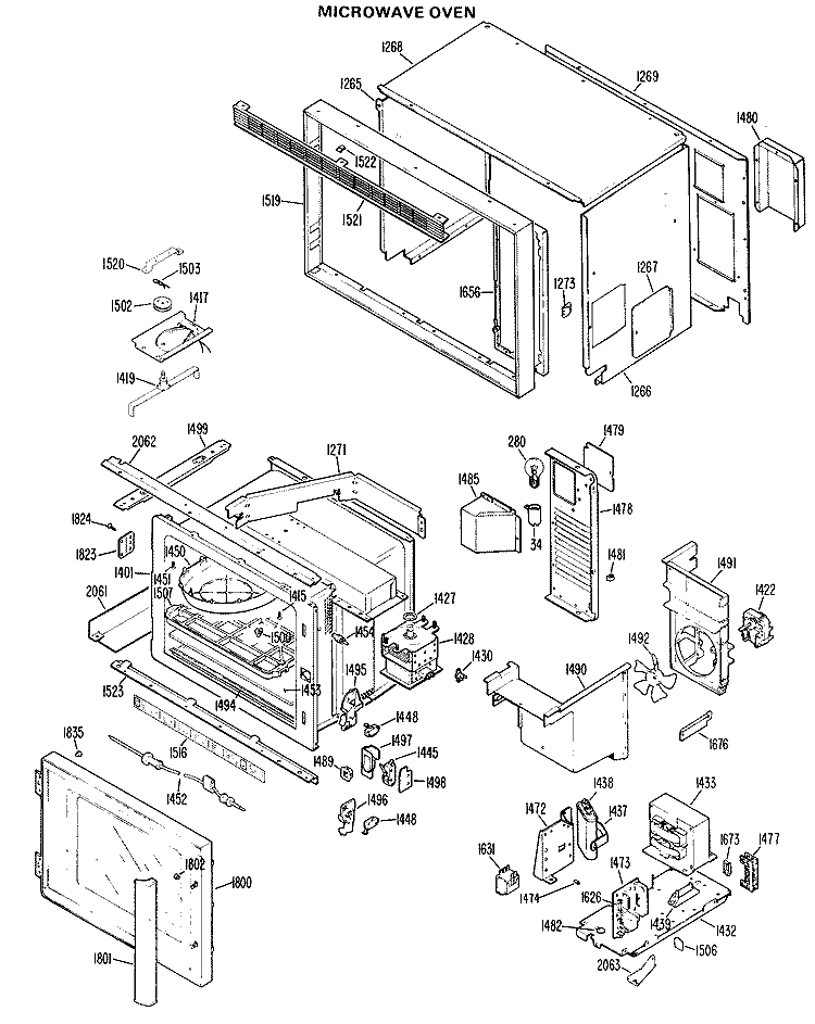 MICROWAVE OVEN Diagram and Parts List for JKP60G*02  General Electric Microwave Oven Combo