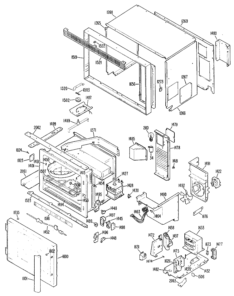 Section Diagram and Parts List for JKP66G*02  General Electric Microwave Oven Combo