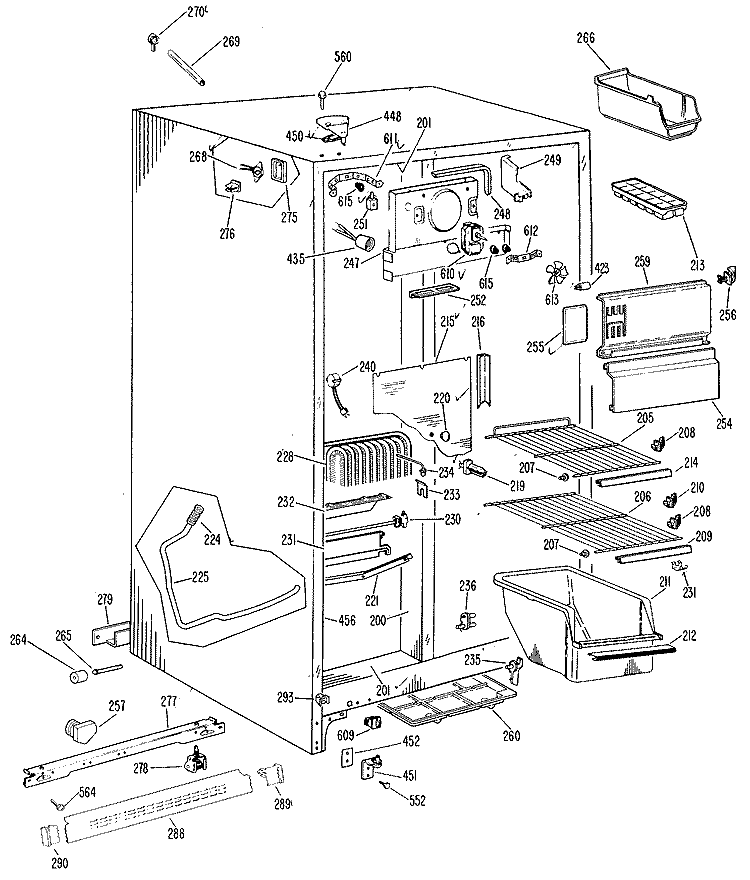 FREEZER SECTION Diagram and Parts List for TFF22ZCM  General Electric Refrigerator
