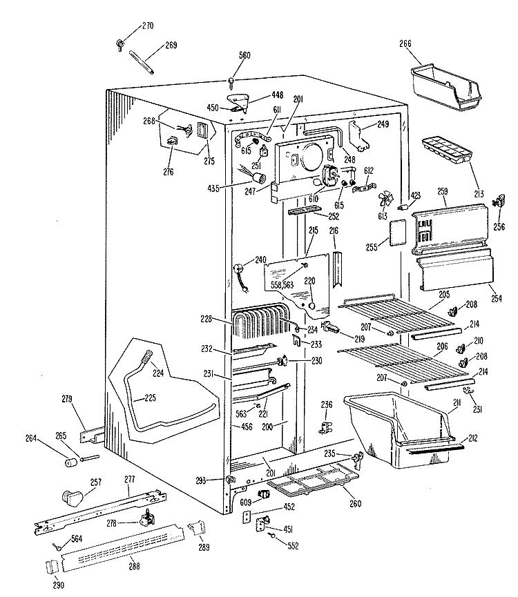 FREEZER SECTION Diagram and Parts List for TFX22DFB  General Electric Refrigerator