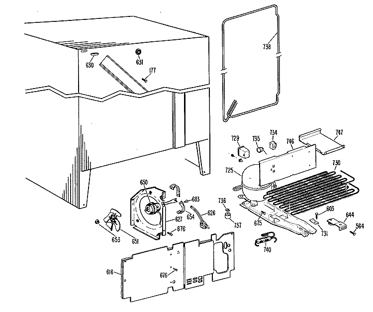 Section Diagram and Parts List for TFX22DFB  General Electric Refrigerator