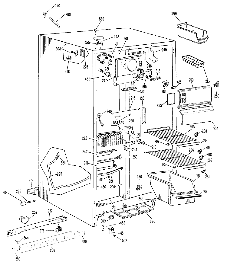 FREEZER SECTION Diagram and Parts List for TFX22ZFB  General Electric Refrigerator