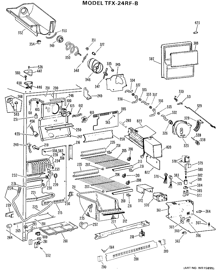 Section Diagram and Parts List for TFX24RFB  General Electric Refrigerator