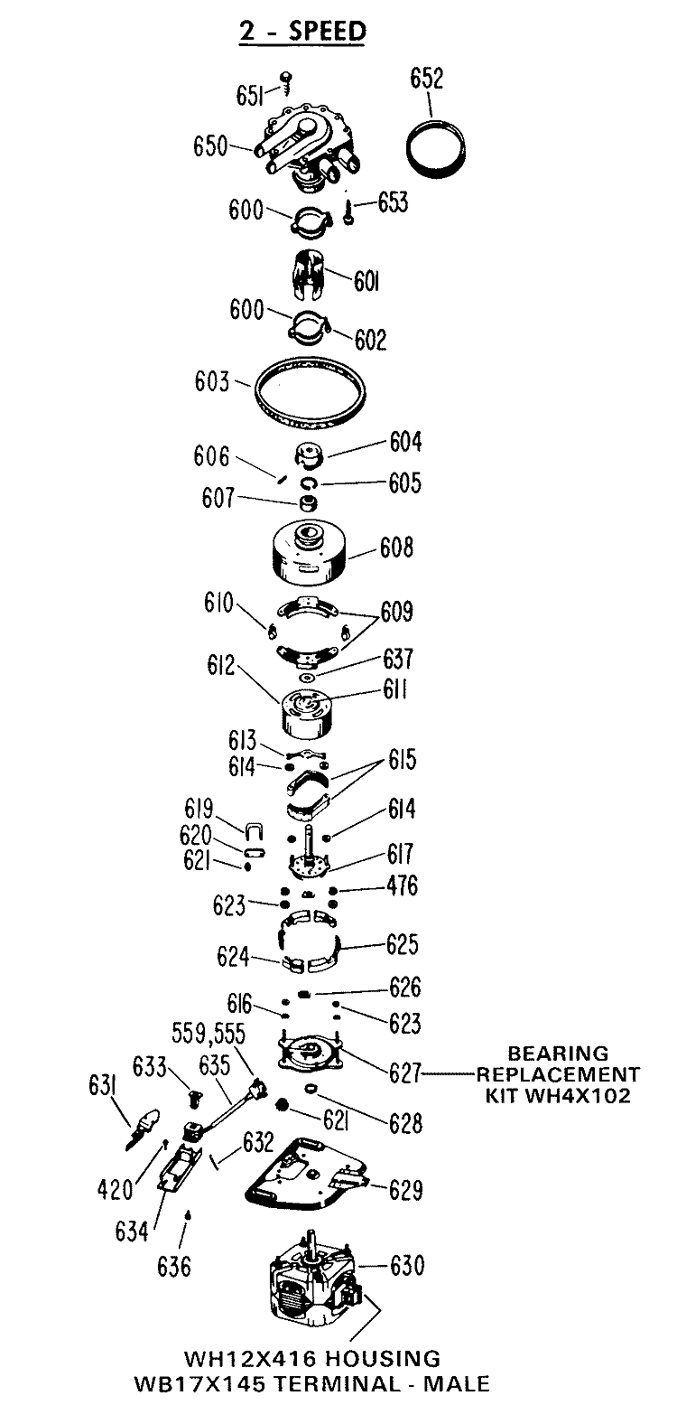 2 - SPEED Diagram and Parts List for WWA8324BAL  General Electric Washer