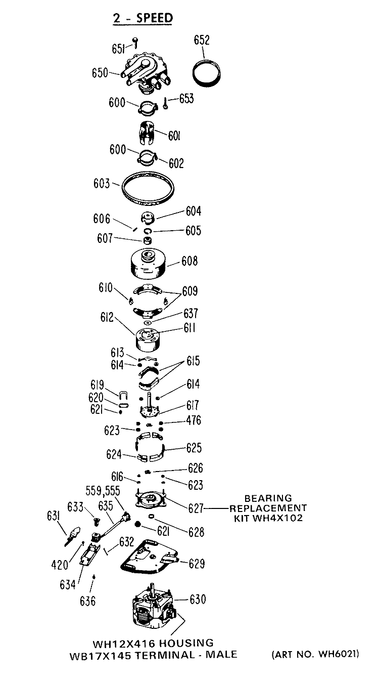 2 - SPEED Diagram and Parts List for WWA8600GAL  General Electric Washer