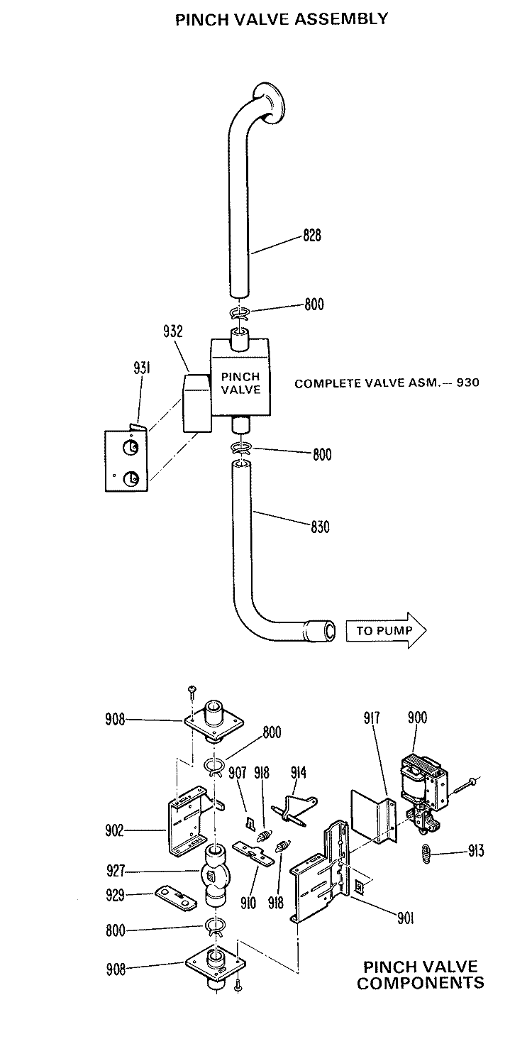 PINCH VALVE ASSEMBLY Diagram and Parts List for WWA8600GAL  General Electric Washer