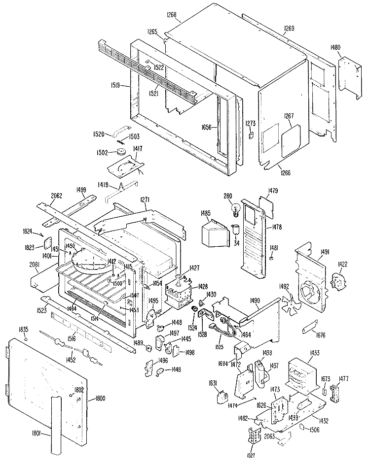 Section Diagram and Parts List for JKP67G*01  General Electric Microwave Oven Combo