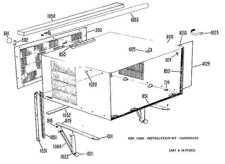 Section Diagram and Parts List for AD924WSX1  General Electric Air Conditioner