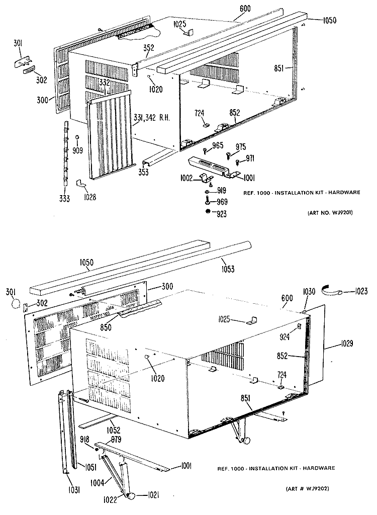 Section Diagram and Parts List for AF910MST1  General Electric Air Conditioner