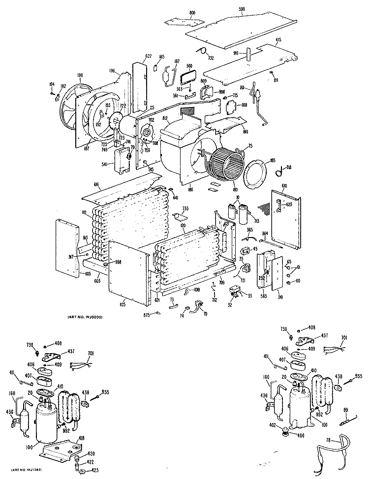 Section Diagram and Parts List for AF910MST1  General Electric Air Conditioner