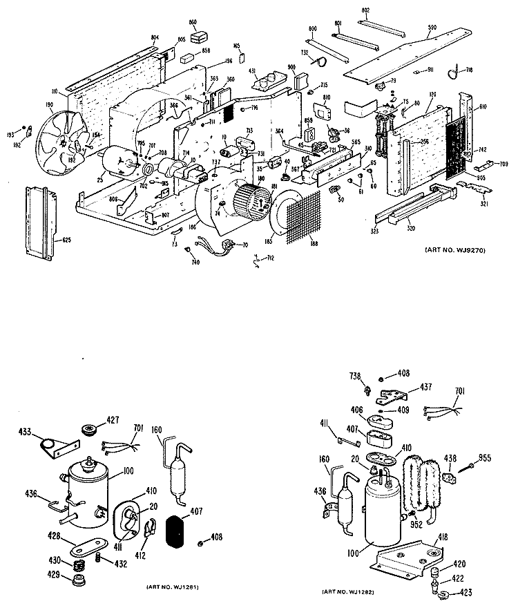 Section Diagram and Parts List for AJC08A3Q1  General Electric Air Conditioner