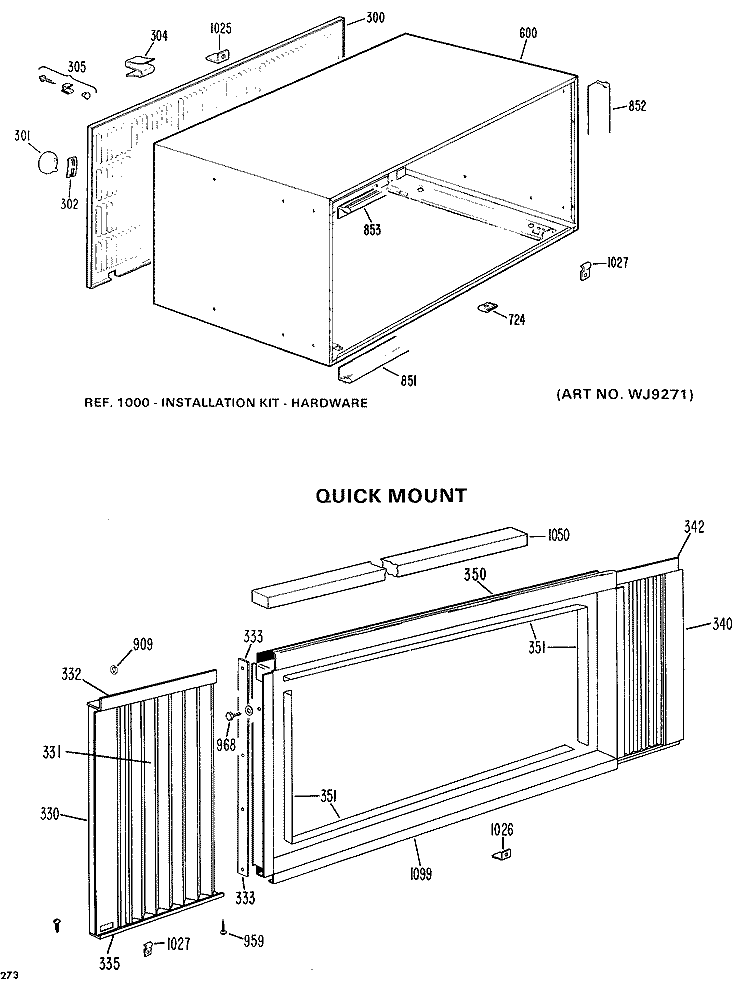 QUICK MOUNT Diagram and Parts List for AJC08A3Q1  General Electric Air Conditioner