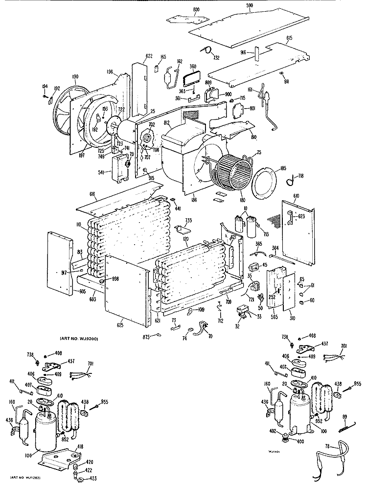Section Diagram and Parts List for AFC15DTE1  General Electric Air Conditioner