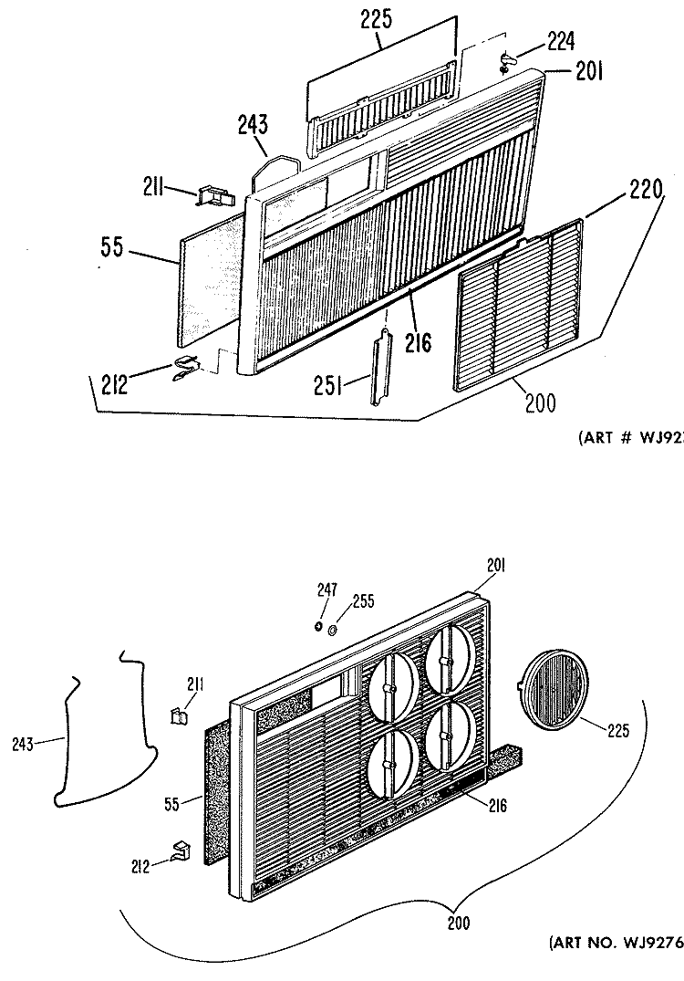 Section Diagram and Parts List for AJE11D6Z1  General Electric Air Conditioner