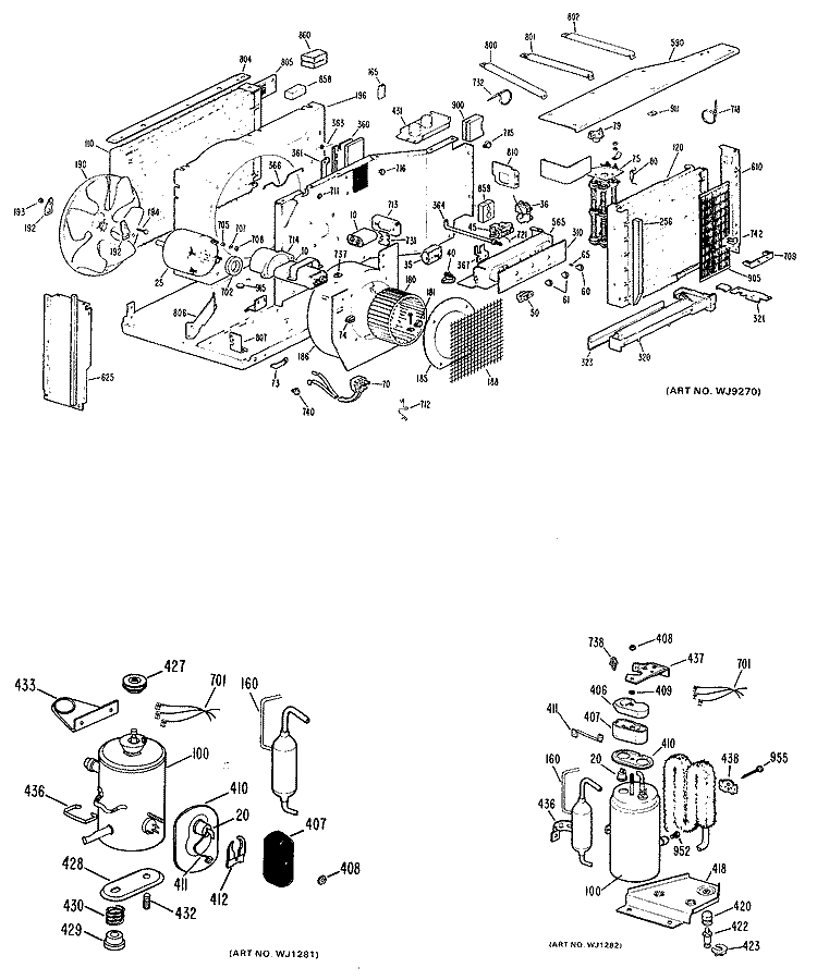 Section Diagram and Parts List for AJE11D6Z1  General Electric Air Conditioner