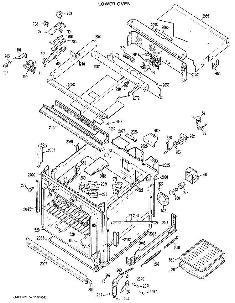 LOWER OVEN Diagram and Parts List for JKP61G*01  General Electric Microwave Oven Combo