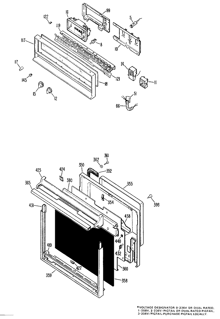 Section Diagram and Parts List for JRP03G*07  General Electric Wall Oven