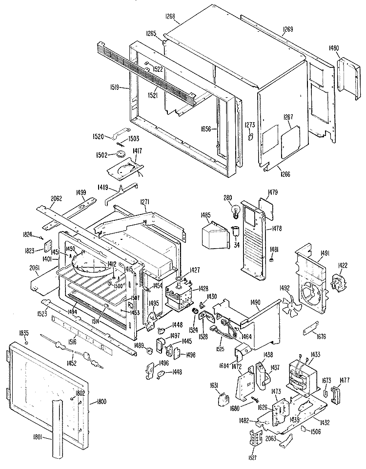 Section Diagram and Parts List for JKP67G*02  General Electric Microwave Oven Combo