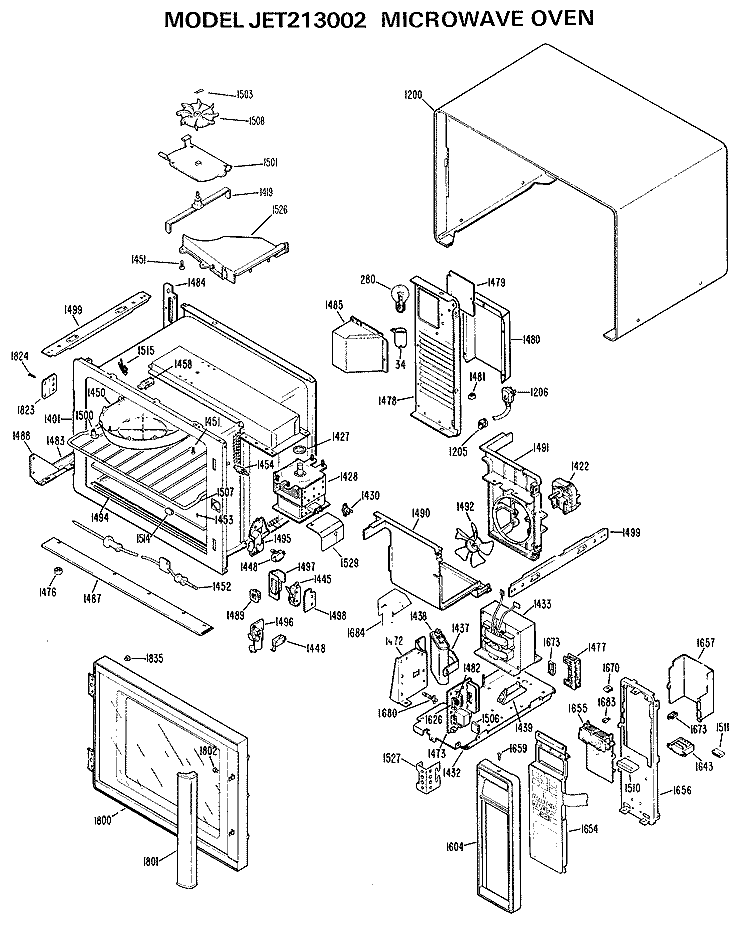 MICROWAVE OVEN Diagram and Parts List for JET213002  General Electric Microwave