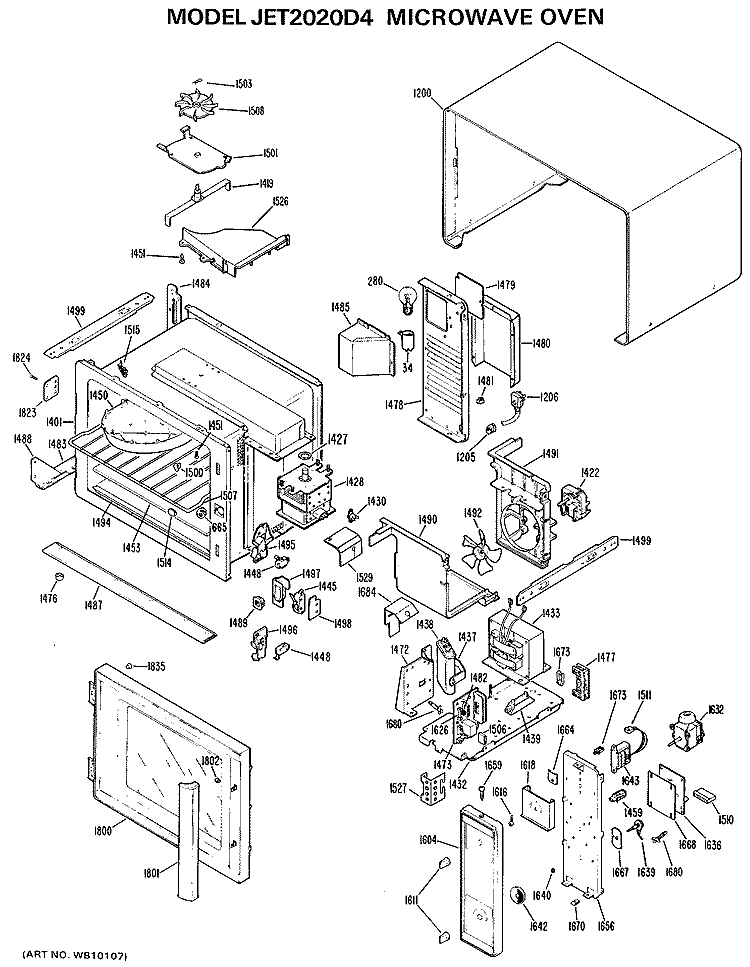 MICROWAVE OVEN Diagram and Parts List for JET2020D4  General Electric Microwave