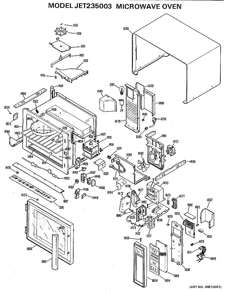 MICROWAVE OVEN Diagram and Parts List for JET235003  General Electric Microwave