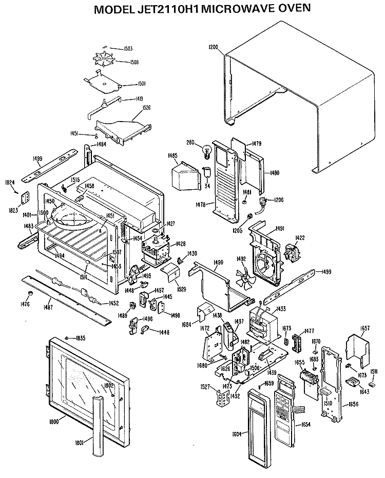MICROWAVE OVEN Diagram and Parts List for JET2110H1  General Electric Microwave
