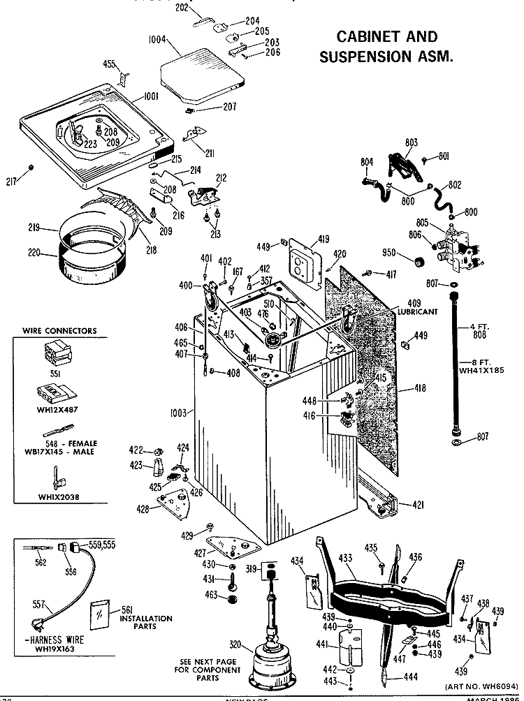 CABINET AND SUSPENSION ASM. Diagram and Parts List for WWA8355GAL  General Electric Washer