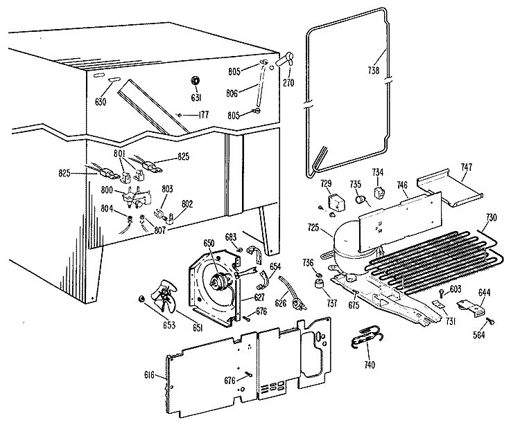 Section Diagram and Parts List for TFX24FGB  General Electric Refrigerator