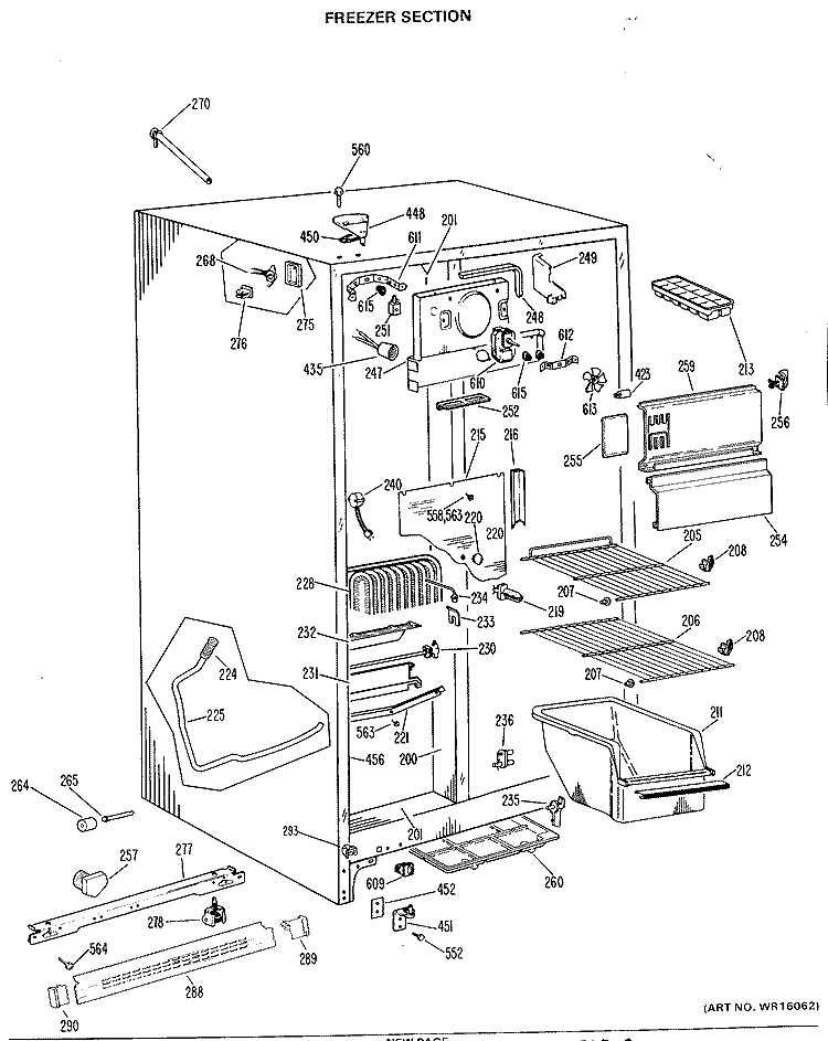 FREEZER SECTION Diagram and Parts List for TFX19LGB  General Electric Refrigerator