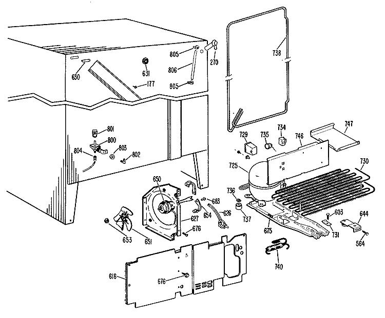 Section Diagram and Parts List for TFX20RGB  General Electric Refrigerator