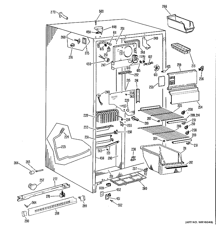 FREEZER SECTION Diagram and Parts List for TFX20DGB  General Electric Refrigerator