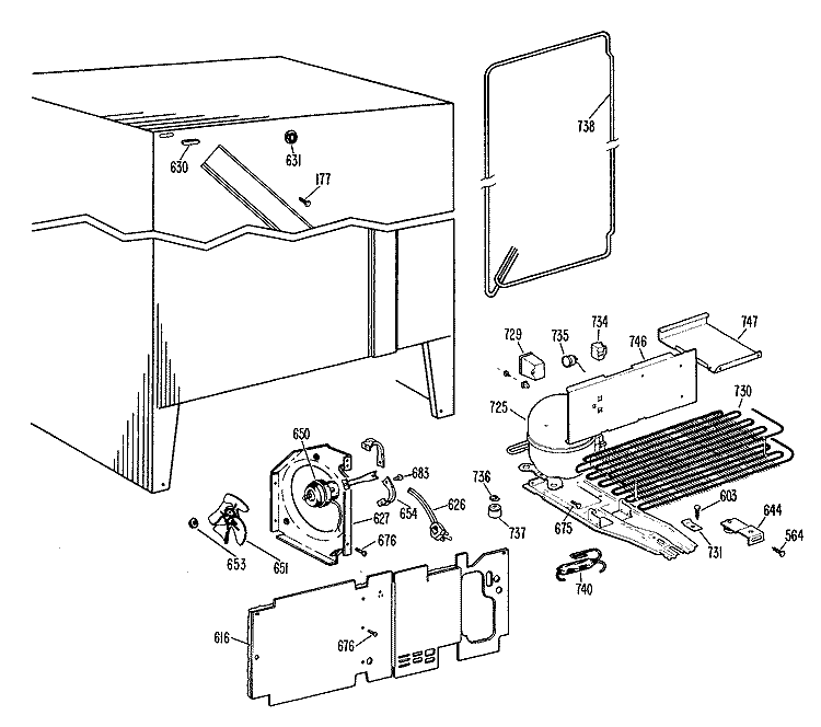 Section Diagram and Parts List for TFX22DGB  General Electric Refrigerator
