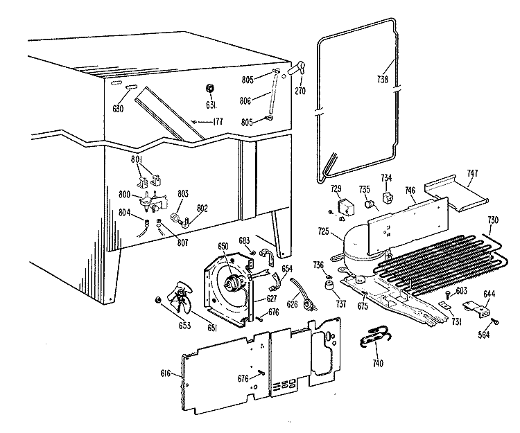 Section Diagram and Parts List for TFX22RGB  General Electric Refrigerator
