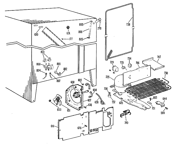 Section Diagram and Parts List for TFX24RGB  General Electric Refrigerator