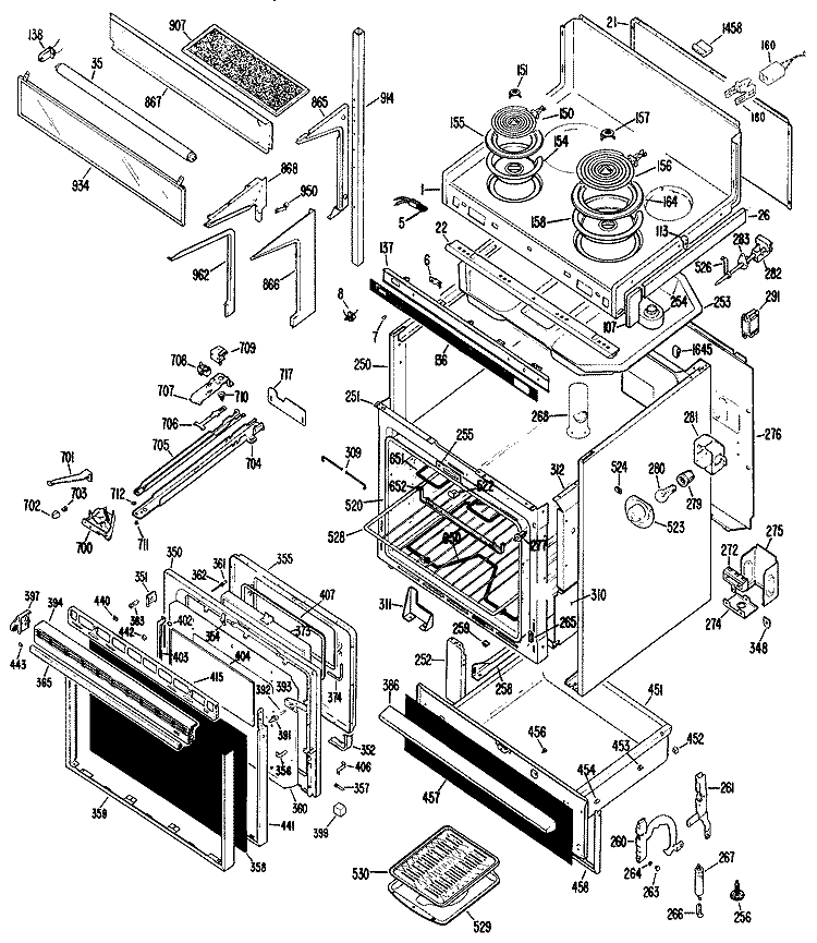 Section Diagram and Parts List for JHP69G*H2  General Electric Microwave Oven Combo